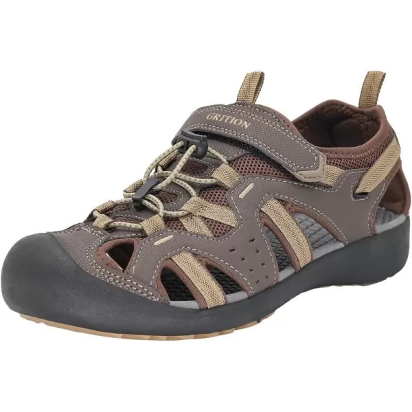 imageGRITION Mens Outdoor Hiking Sandals Summer Beach Closed Toe Water Sandal Waterproof Comfortable Fisherman Adventures Sport Athletic Walking Traveling Shoes SandlesBrown