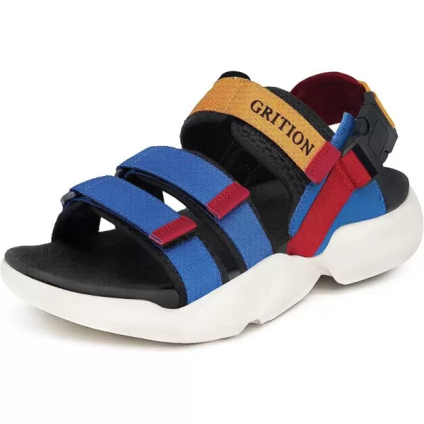 imageGRITION Mens Outdoor Summer Sandals Fashion Lightweight Walking Sandals For Men Chunky Sports Sandals CasualBlue