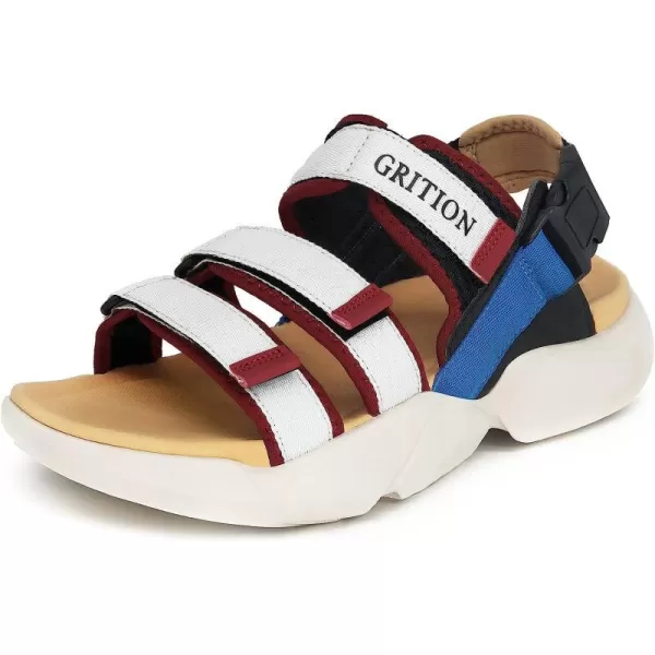 imageGRITION Mens Outdoor Summer Sandals Fashion Lightweight Walking Sandals For Men Chunky Sports Sandals CasualWhite