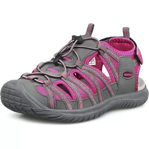 imageGRITION Women Closed Toe Walking Sandals Comfortable Athletic Hiking Sandals Outdoor Trekking Sandals Lightweight Summer Water Sandals NonSlipGreypink