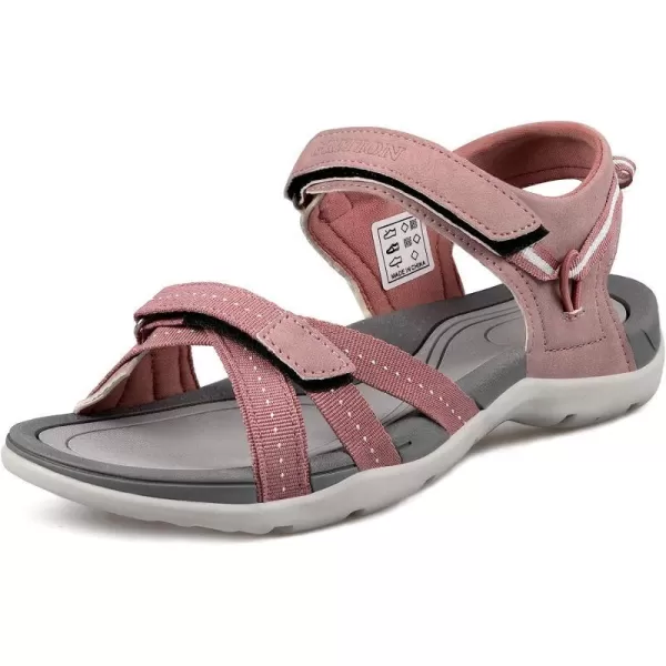 imageGRITION Women Hiking Sandals Comfortable Walking Sport Sandals Summer Open Toe Athletic Sports Shoes Waterproof Lightweight For Travelling Outdoor Trekking BeachPink