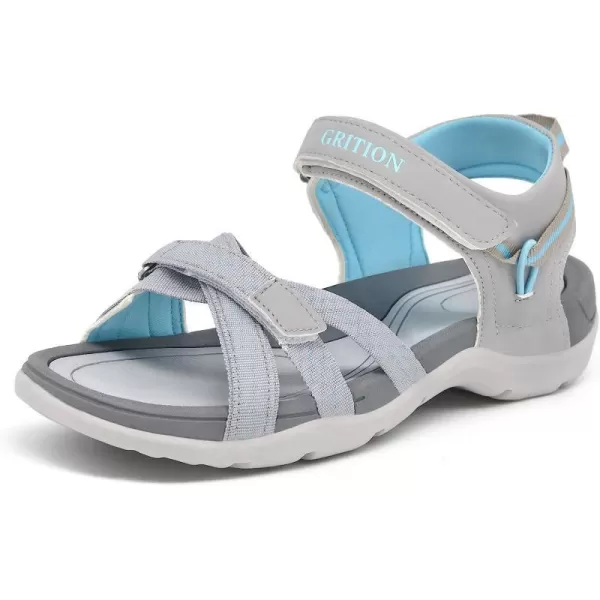 imageGRITION Women Hiking Sandals Comfortable Walking Sport Sandals Summer Open Toe Athletic Sports Shoes Waterproof Lightweight For Travelling Outdoor Trekking BeachLight Grey