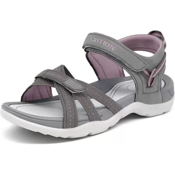 imageGRITION Women Hiking Sandals Comfortable Walking Sport Sandals Summer Open Toe Athletic Sports Shoes Waterproof Lightweight For Travelling Outdoor Trekking BeachDark Grey