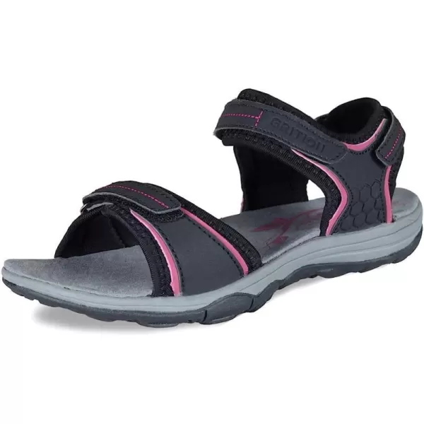 imageGRITION Women Hiking Sandals Wide Outdoor Girl Sport Summer Flat Beach Water Shoes Open Toe Adjustable Walking ShoesBlack
