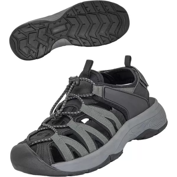 imageGRITION Women Outdoor Hiking Sandals Summer Adjustable Closed Toe Beach Sport Walking Shoes Blue Purple BeigeBlack