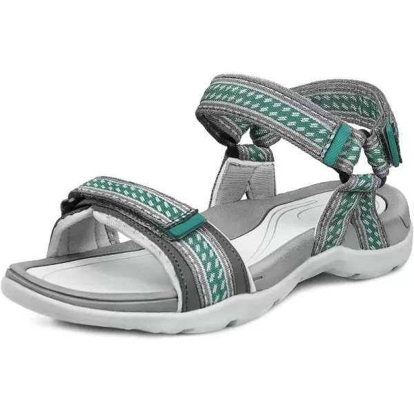 imageGRITION Women Walking Sandals Open Toe Summer Flat Outdoor Women Sandals QuickDrying Hiking Sandals LightweightGreen