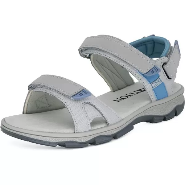 imageGRITION Womens Athletic Sport Hiking Sandal With Comfortable Open Toe Summer Walking Sandal for outdoor Trekking Water Shoe With Lightweight beach ComfortBlue Grey