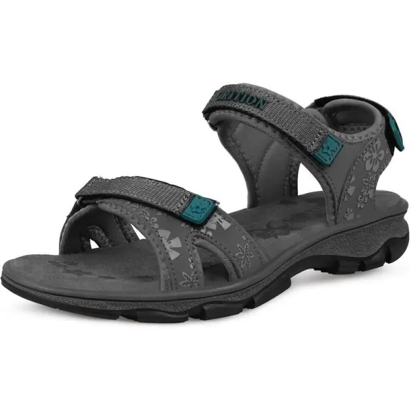 imageGRITION Womens Athletic Sport Sandal Adjustable Hiking Sandal Comfortable Open toe Walking Beach Water Sandal with Lightweight CasualGrey