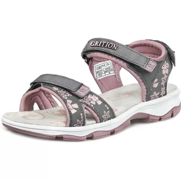 imageGRITION Womens Athletic Sport Sandal Adjustable Hiking Sandal Comfortable Open toe Walking Beach Water Sandal with Lightweight CasualGrey Pink