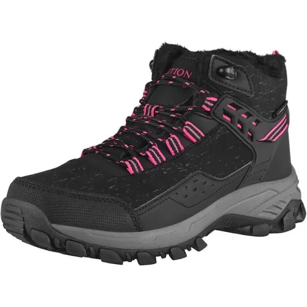 imageGRITION Womens Hiking Boots Waterproof Winter Walking Shoes Ankle Booties Lightweight Outdoor High Top Fashion Backpacking Lace Up Casual Warm BootBlack