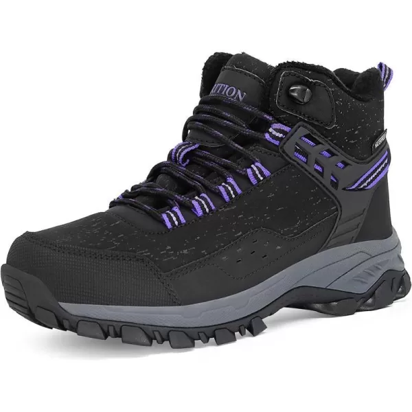 imageGRITION Womens Hiking Boots Waterproof Winter Walking Shoes Ankle Booties Lightweight Outdoor High Top Fashion Backpacking Lace Up Casual Warm BootPurple