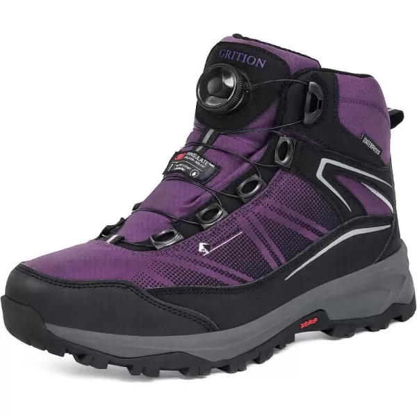 imageGRITION Womens Hiking Boots Waterproof Winter Walking Shoes Ankle Booties Lightweight Outdoor High Top Fashion Backpacking Lace Up Casual Warm BootPurple 01