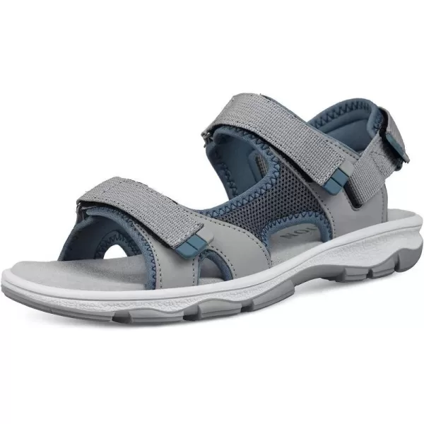 imageGRITION Womens Summer Trekking Sandals Adjustable Flat Hiking Sandals Comfortable Outdoor Open Toe Lightweight Flower Pattern Beach Shoes for Water SportsBlue
