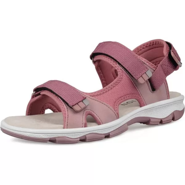 imageGRITION Womens Summer Trekking Sandals Adjustable Flat Hiking Sandals Comfortable Outdoor Open Toe Lightweight Flower Pattern Beach Shoes for Water SportsPurple