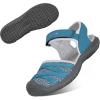 imageGRITION Hiking Sandals Women Closed Toe Waterproof Lightweight Adjustable Hiking Athletic Sandals Breathable For Beach Summer Adventure Comfortable Outdoor SportSmoky Blue