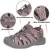 imageGRITION Hiking Sandals Women Closed Toe Waterproof Lightweight Adjustable Hiking Athletic Sandals Breathable For Beach Summer Adventure Comfortable Outdoor SportGrey Pink