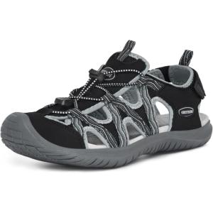 imageGRITION Hiking Sandals Women Closed Toe Waterproof Lightweight Adjustable Hiking Athletic Sandals Breathable For Beach Summer Adventure Comfortable Outdoor SportBlack