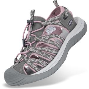 imageGRITION Hiking Sandals Women Closed Toe Waterproof Lightweight Adjustable Hiking Athletic Sandals Breathable For Beach Summer Adventure Comfortable Outdoor SportGreyPink 2401