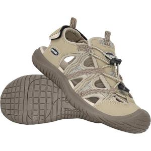 imageGRITION Hiking Sandals Women Closed Toe Waterproof Lightweight Adjustable Hiking Athletic Sandals Breathable For Beach Summer Adventure Comfortable Outdoor SportBeige Hiking Sandals