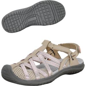 imageGRITION Hiking Sandals Women Closed Toe Waterproof Lightweight Adjustable Hiking Athletic Sandals Breathable For Beach Summer Adventure Comfortable Outdoor SportSandPink 2314