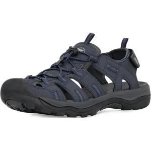 imageGRITION Men Outdoor Hiking Sandals Closed Toe Sport Water Sandal Waterproof Athletic Adjustable Adventures Beach Walking Traveling Shoes Fishermen Summer Wide Sandles 75 US  40 EU Nave Blue