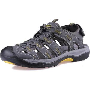 imageGRITION Men Outdoor Hiking Sandals Closed Toe Sport Water Sandal Waterproof Athletic Adventures Beach Walking Traveling Shoes Fishermen Summer Wide Sandles 9 US  42 EU Gray