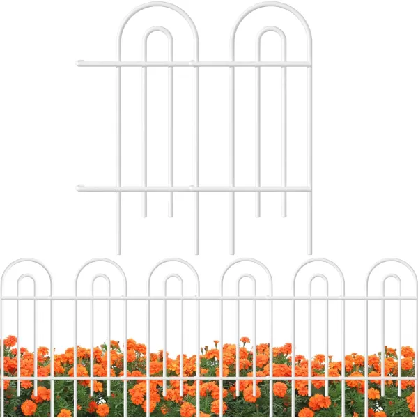 AMAGABELI GARDEN &amp; HOME 14 panels Decorative Garden Fences and Borders for Dogs 32in×20ft No Dig Metal Fence Panel Garden Edging Border Fence For Animal Barrier Fencing for Flower Bed Yard Green
