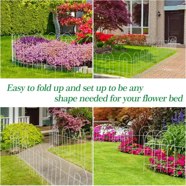 AMAGABELI GARDEN &amp; HOME 14 panels Decorative Garden Fences and Borders for Dogs 32in×20ft No Dig Metal Fence Panel Garden Edging Border Fence For Animal Barrier Fencing for Flower Bed Yard Green