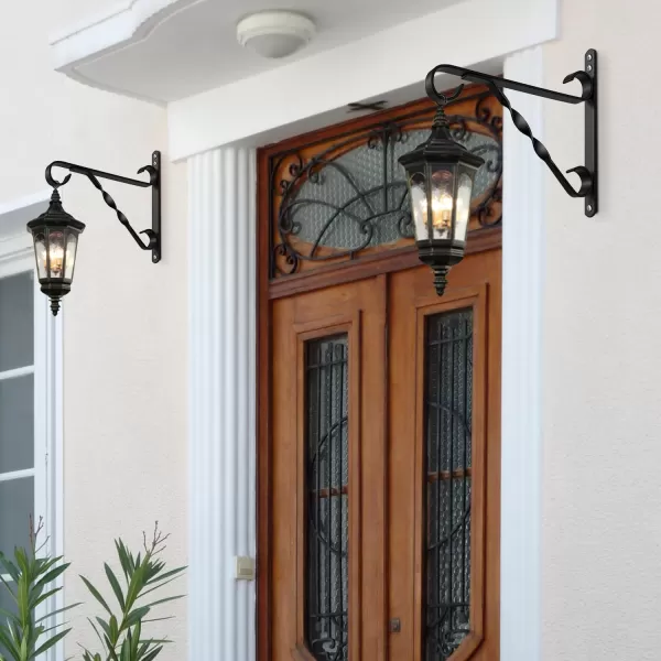 AMAGABELI GARDEN &amp; HOME 2 Pack Hanging Plants Bracket 10 inch Planter Hook Hanger for Outdoor Flower Baskets Pot Bird Feeder Lanterns Garden for Indoor Wall Fence Screw Mount Arm Black BG1571