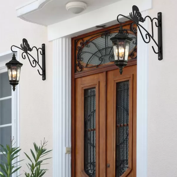 AMAGABELI GARDEN &amp; HOME 2 Pack Hanging Plants Bracket 11" Wall Planter Hooks Hangers Flower Pot Bird Feeder Lanterns Patio Garden for Outdoor Indoor Fence Screw Mount Arm Hardware BG1551