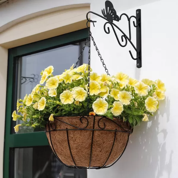 AMAGABELI GARDEN &amp; HOME 2 Pack Hanging Plants Bracket 11" Wall Planter Hooks Hangers Flower Pot Bird Feeder Lanterns Patio Garden for Outdoor Indoor Fence Screw Mount Arm Hardware BG1551