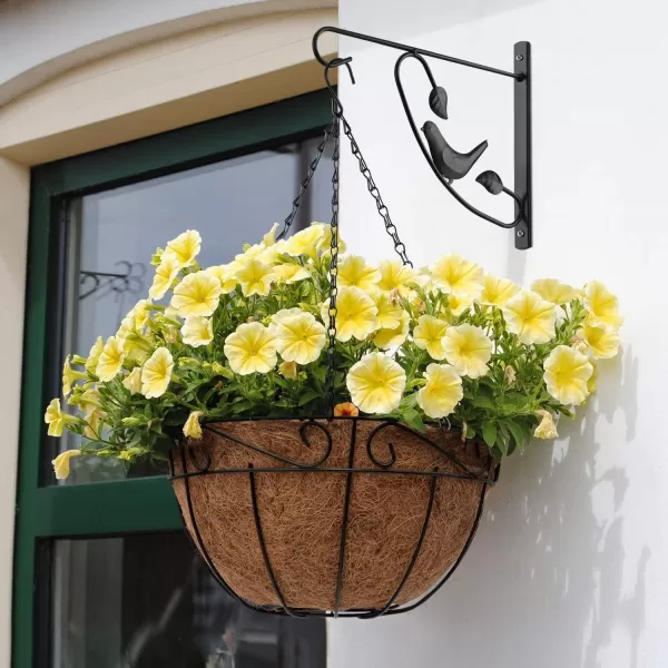 AMAGABELI GARDEN &amp; HOME 2 Pack Hanging Plants Bracket 11" Wall Planter Hooks Hangers Flower Pot Bird Feeder Lanterns Patio Garden for Outdoor Indoor Fence Screw Mount Arm Hardware BG1551