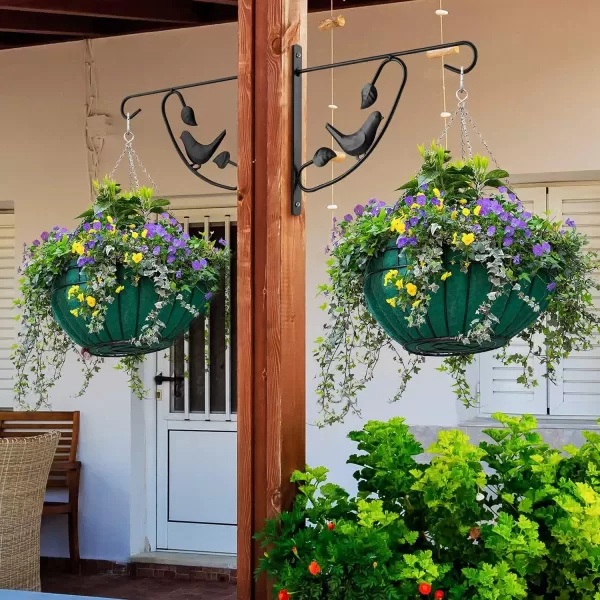 AMAGABELI GARDEN &amp; HOME 2 Pack Hanging Plants Bracket 11" Wall Planter Hooks Hangers Flower Pot Bird Feeder Lanterns Patio Garden for Outdoor Indoor Fence Screw Mount Arm Hardware BG1551