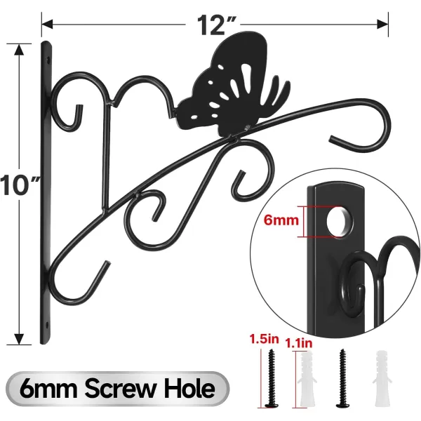 AMAGABELI GARDEN &amp; HOME 2 Pack Hanging Plants Bracket 11" Wall Planter Hooks Hangers Flower Pot Bird Feeder Lanterns Patio Garden for Outdoor Indoor Fence Screw Mount Arm Hardware BG1551