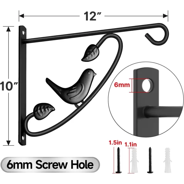 AMAGABELI GARDEN &amp; HOME 2 Pack Hanging Plants Bracket 11" Wall Planter Hooks Hangers Flower Pot Bird Feeder Lanterns Patio Garden for Outdoor Indoor Fence Screw Mount Arm Hardware BG1551