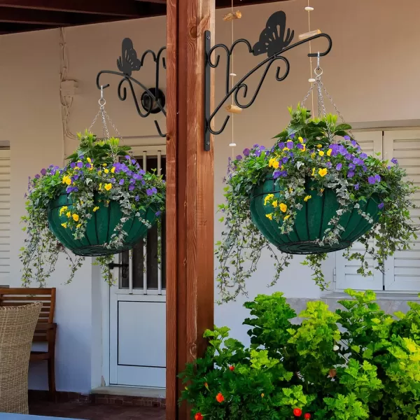 AMAGABELI GARDEN &amp; HOME 2 Pack Hanging Plants Bracket 11" Wall Planter Hooks Hangers Flower Pot Bird Feeder Lanterns Patio Garden for Outdoor Indoor Fence Screw Mount Arm Hardware BG1551