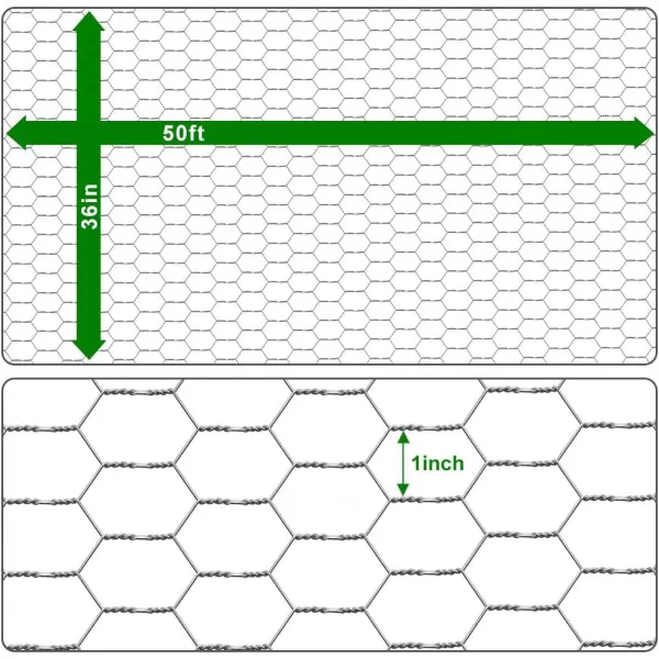 AMAGABELI GARDEN &amp; HOME 2 inch 36inchx50ft Hexagonal Poultry Netting Galvanized Chicken Wire Mesh Fence 20gauge Large Frame with Chicken Netting Rabbits Pets Dog Cat Vegetable Garden Fencing JW009