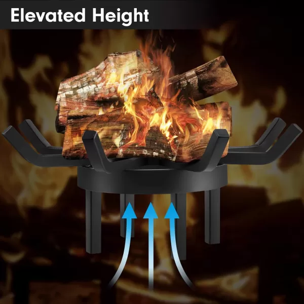 AMAGABELI GARDEN &amp; HOME 27in Log Grate Wrought Iron Fire Pit Round Spider Wagon Wheel Firewood Heavy Duty 0.7in Bar Fireplace Stove Burning Rack Holder Chimney Hearth Kindling Stacking BG275