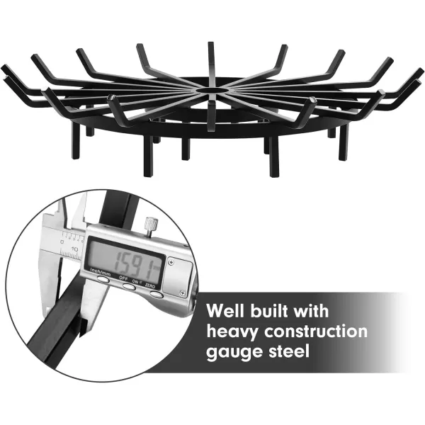 AMAGABELI GARDEN &amp; HOME 27in Log Grate Wrought Iron Fire Pit Round Spider Wagon Wheel Firewood Heavy Duty 0.7in Bar Fireplace Stove Burning Rack Holder Chimney Hearth Kindling Stacking BG275