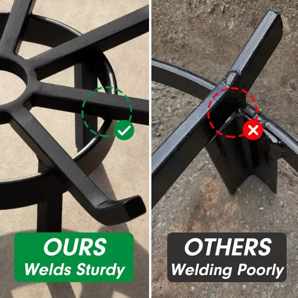 AMAGABELI GARDEN &amp; HOME 27in Log Grate Wrought Iron Fire Pit Round Spider Wagon Wheel Firewood Heavy Duty 0.7in Bar Fireplace Stove Burning Rack Holder Chimney Hearth Kindling Stacking BG275