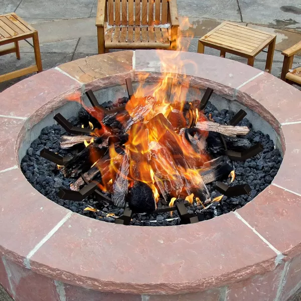 AMAGABELI GARDEN &amp; HOME 27in Log Grate Wrought Iron Fire Pit Round Spider Wagon Wheel Firewood Heavy Duty 0.7in Bar Fireplace Stove Burning Rack Holder Chimney Hearth Kindling Stacking BG275