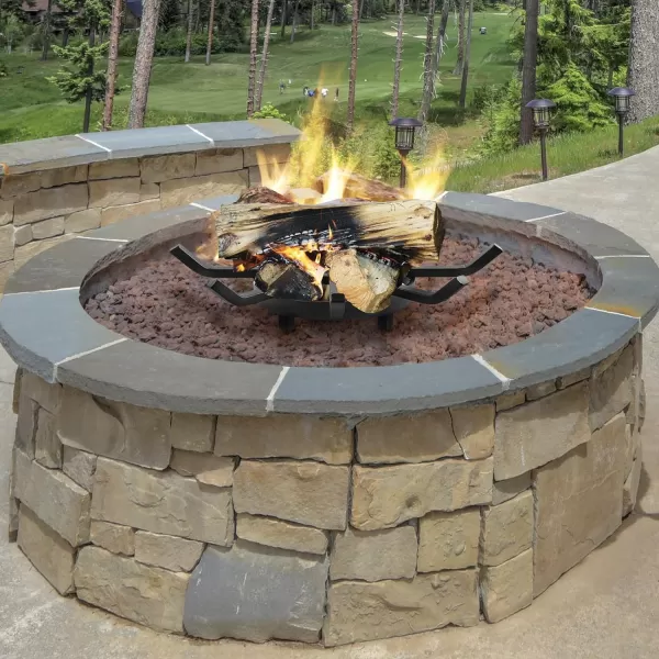 AMAGABELI GARDEN &amp; HOME 27in Log Grate Wrought Iron Fire Pit Round Spider Wagon Wheel Firewood Heavy Duty 0.7in Bar Fireplace Stove Burning Rack Holder Chimney Hearth Kindling Stacking BG275