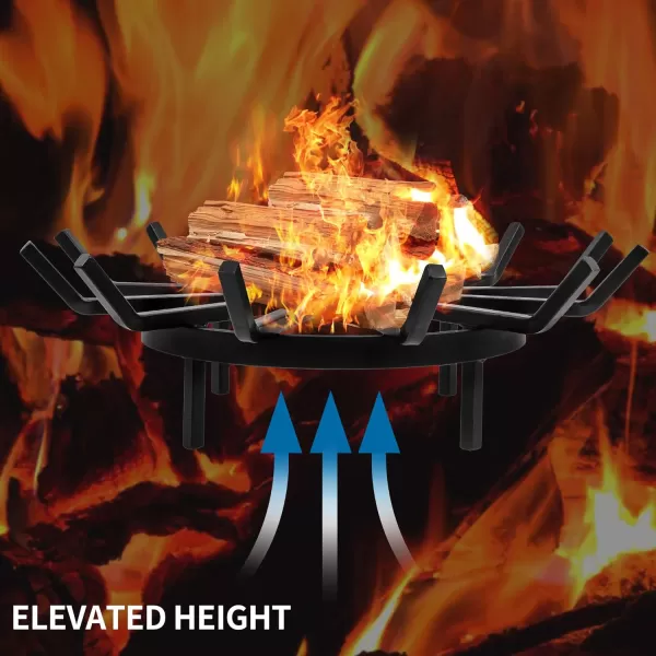 AMAGABELI GARDEN &amp; HOME 27in Log Grate Wrought Iron Fire Pit Round Spider Wagon Wheel Firewood Heavy Duty 0.7in Bar Fireplace Stove Burning Rack Holder Chimney Hearth Kindling Stacking BG275