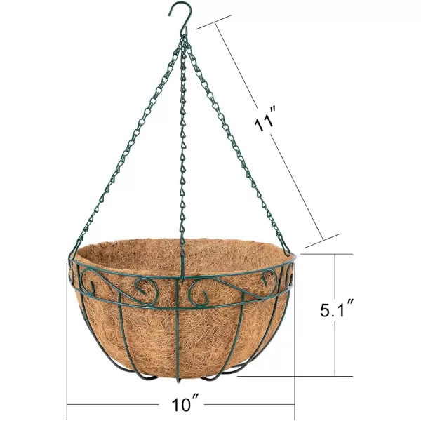 AMAGABELI GARDEN &amp; HOME 4 Pack 14 Inch Hanging Baskets Planter for Flowers Round Outdoor Indoor Pots Holder Hanger Metal with Liner Chain Large Artificial Plants Decoration Black Basket14