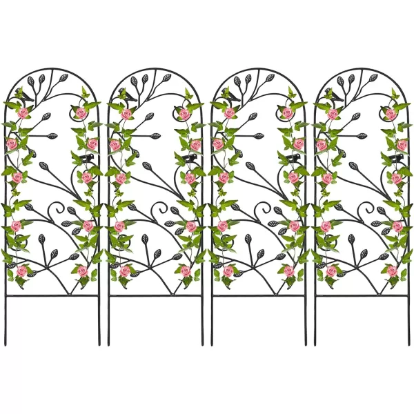AMAGABELI GARDEN &amp; HOME 4 Pack Garden Trellis for Climbing Plants 46" x 15" Black Iron Trellis Plants Support Metal Trellis for Climbing Rose Vine Vegetable Flower Ivy Grape Cucumber Clematis GT02