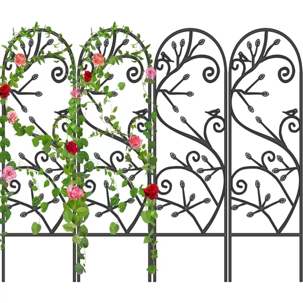 AMAGABELI GARDEN &amp; HOME 4 Pack Garden Trellis for Climbing Plants 46" x 15" Black Iron Trellis Plants Support Metal Trellis for Climbing Rose Vine Vegetable Flower Ivy Grape Cucumber Clematis GT02