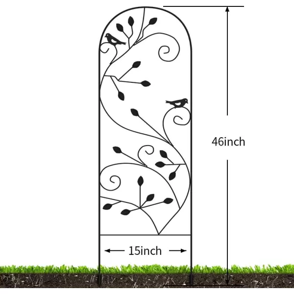 AMAGABELI GARDEN &amp; HOME 4 Pack Garden Trellis for Climbing Plants 46" x 15" Black Iron Trellis Plants Support Metal Trellis for Climbing Rose Vine Vegetable Flower Ivy Grape Cucumber Clematis GT02