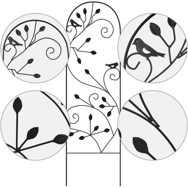 AMAGABELI GARDEN &amp; HOME 4 Pack Garden Trellis for Climbing Plants 46" x 15" Black Iron Trellis Plants Support Metal Trellis for Climbing Rose Vine Vegetable Flower Ivy Grape Cucumber Clematis GT02