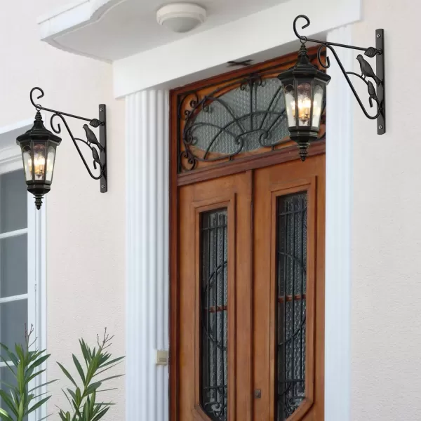 AMAGABELI GARDEN &amp; HOME 4 Pack Hanging Plants Bracket 10" Planter Hooks Hangers Flower Baskets Pot Bird Feeder Lanterns Patio Garden for Outdoor Indoor Wall Fence Screw Mount Arm Black BG150