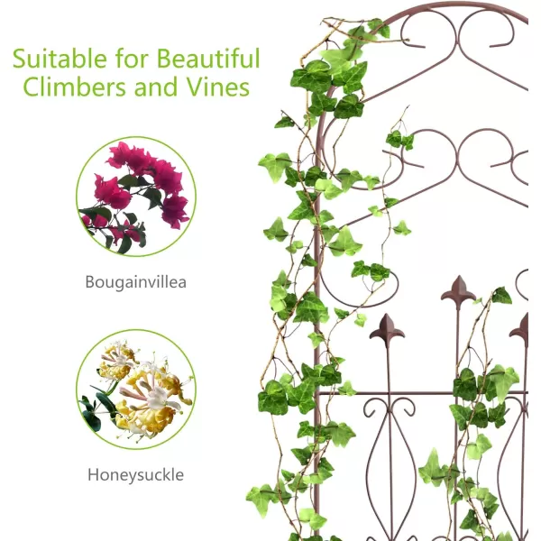 AMAGABELI GARDEN &amp; HOME 4 Pack Metal Garden Trellis for Climbing Plants Roses Vines Flower Vegetable 60" x 18" Rustproof Sturdy Lattice Black Iron Trellis for Potted Plants Support GT01